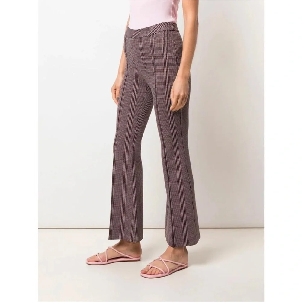 ROSETTA GETTY Pull On Cropped Flare Trousers in Plaid Size XS - Picture 2 of 14